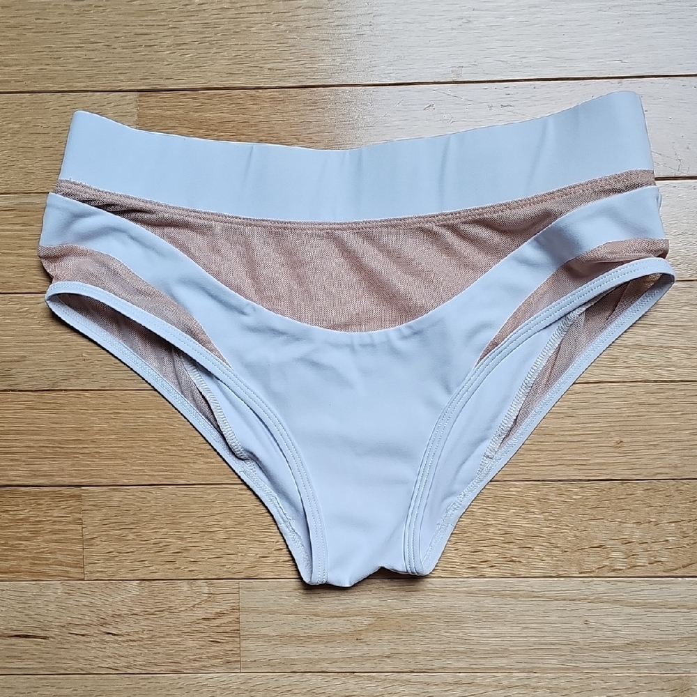 CXIX Isis Goddess High-Waisted Bottoms - White and Sand Mesh